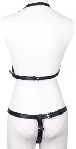 vscnovelty® - BDSM lingerie set - Leer en metaal - BH met string - ook voor Grote borsten — thumbnail 2