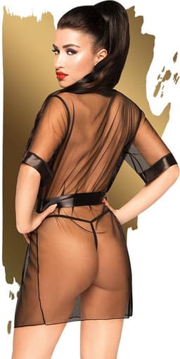 Penthouse Lingerie Kimono Midnight Mirage - Erotische Lingerieset - Maat S/L - Zwart — thumbnail 4