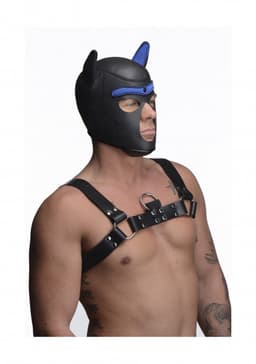 Neoprene Puppy Hood - Black and Blue — thumbnail 4