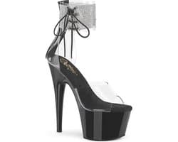Pleaser - ADORE-724RS Sandaal met enkelband, Paaldans schoenen - Paaldans schoenen - 38 Shoes - Zwart/Zilverkleurig