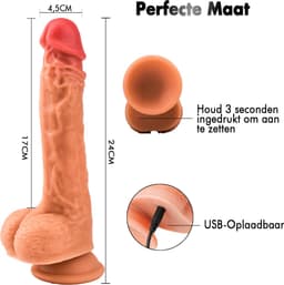 IntiMate® AdonisXL – 4 in 1 Realistische Dildo– 8 Stoot- & Vibratiestanden – met 360° Rotatie - 24Cm Dildo met Zuignap en Afstandsbediening - Sex Toys voor Vrouwen – Seksspeeltjes – Vibrators voor Vrouwen en Mannen — thumbnail 5