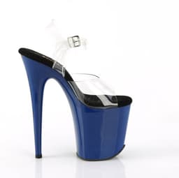 Pleaser - FLAMINGO808 Sandaal met enkelband, Paaldans schoenen - US 7 - 37 Shoes - Transparant/Blauw — thumbnail 2