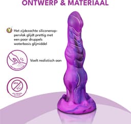 JustFun Fantasy Dildo - 25 CM - Met Zuignap - Sex Toys voor Mannen & Vrouwen - Monster Anal Plug XXL - Paars — thumbnail 4