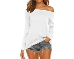 Off-the-Shoulder T-shirt met Lange Mouwen voor Vrouwen – Zacht en Elegante Tops in Verschillende Kleuren