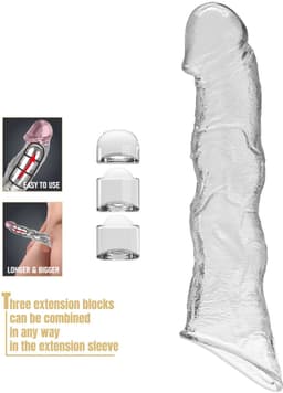 Pretty Love - Verlengende Penis Sleeve - 28 cm - Transparant — thumbnail 3