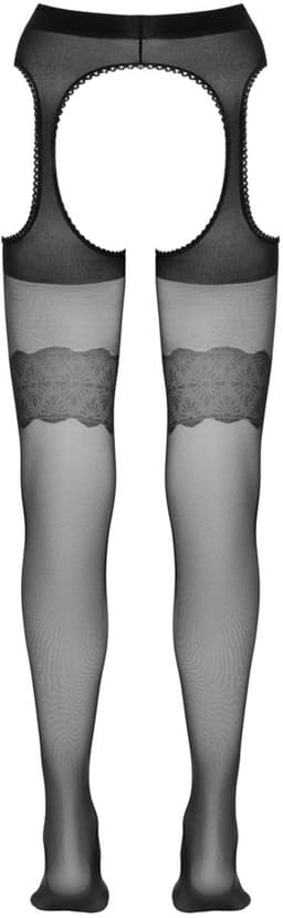 Cottelli Collection – Sexy Kousen en Jarretels met Open Zijkanten en Kruis – Maat S – Zwart — thumbnail 2