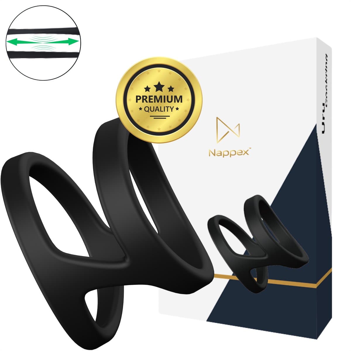 Cockring Siliconen - Nappex™ Uru Penisring voor een Hardere Erectie [Discreet Verzonden] - Rekbare Ballstretcher - Sex Toys voor Mannen en Koppels - Kamasutra - BDSM - Seksspeeltjes Zelf Aftrekken - Erotiek — afbeelding 1