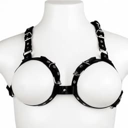 Open Borsten Harnas - Bloot BH - BDSM - PU Leer - Lingerie — thumbnail 1