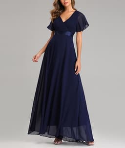 Avondjurk Dames - Feestjurk Maxi - Bruiloft Gast - V-hals Chiffon — thumbnail 3