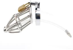 Nooitmeersaai - Peniskooi met dilator - Metaal - Zilver - inclusief hangslot — thumbnail 3