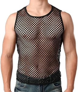 Heren Sexy Mesh Vest Transparant Visnet Mouwloos Vest Ronde Hals Transparant Ondershirt L Maat — thumbnail 1