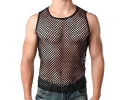Heren Sexy Mesh Vest Transparant Visnet Mouwloos Vest Ronde Hals Transparant Ondershirt L Maat