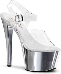 Pleaser - SKY-308 Sandaal met enkelband, Paaldans schoenen - Paaldans schoenen - 36 Shoes - Zilverkleurig — thumbnail 1