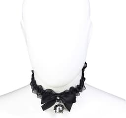 Banoch - Lace collar bell - halsband kant met zilveren bel - choker — thumbnail 13