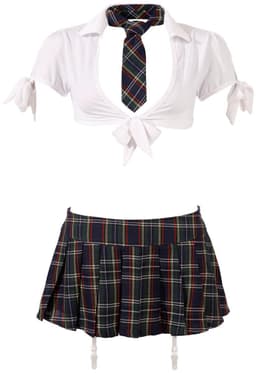 Cottelli Collection – Stout School Meisje Set met Rok en Top voor Ondeugende Meiden – Maat XS – Wit — thumbnail 14