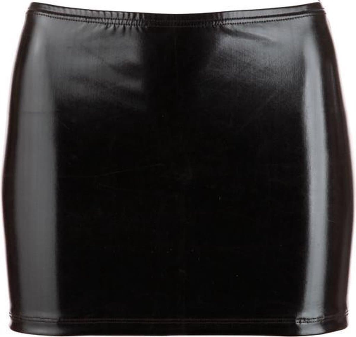 Cottelli Collection – Korte Strakke Wetlook Rok voor een  Verleidelijke Achter Aanblik – Maat M – Zwart — afbeelding 1