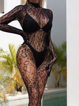 Luipaard Visnet Bodystocking - Sexy Lingerie Body dames — thumbnail 2