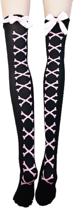 BamBella® -kousen dames - roze strikjes sokken zwart — thumbnail 3