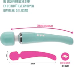 Wand vibrator groot | – Draadloze Magic Wand Vibrator – 20 Vibraties & 8 Snelheden – Stil, Waterbestendig & Oplaadbaar – Groen — thumbnail 2