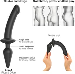 Strap-On-Me - Semi-Realistische Switch Plug-In 2-in-1 Dildo & Buttplug - Zwart L — thumbnail 2