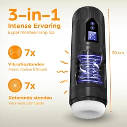 Storm 3 in 1 High End Masturbator met LED Display - Krachtige Masturbator - Watervast Ontwerp - Masturbator voor in bad of onder de douche - Roteren Vibreren en Stotende Masturbator — thumbnail 7