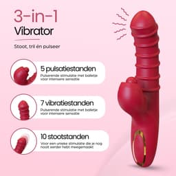 IVY LUX – 3-in-1 Vibrator voor Vrouwen – Dildo Vibrator met Stootfunctie – G-spot Vibrator + Clitoris Stimulator – Trillen & Pulseren – Waterdicht – USB Oplaadbaar — thumbnail 8