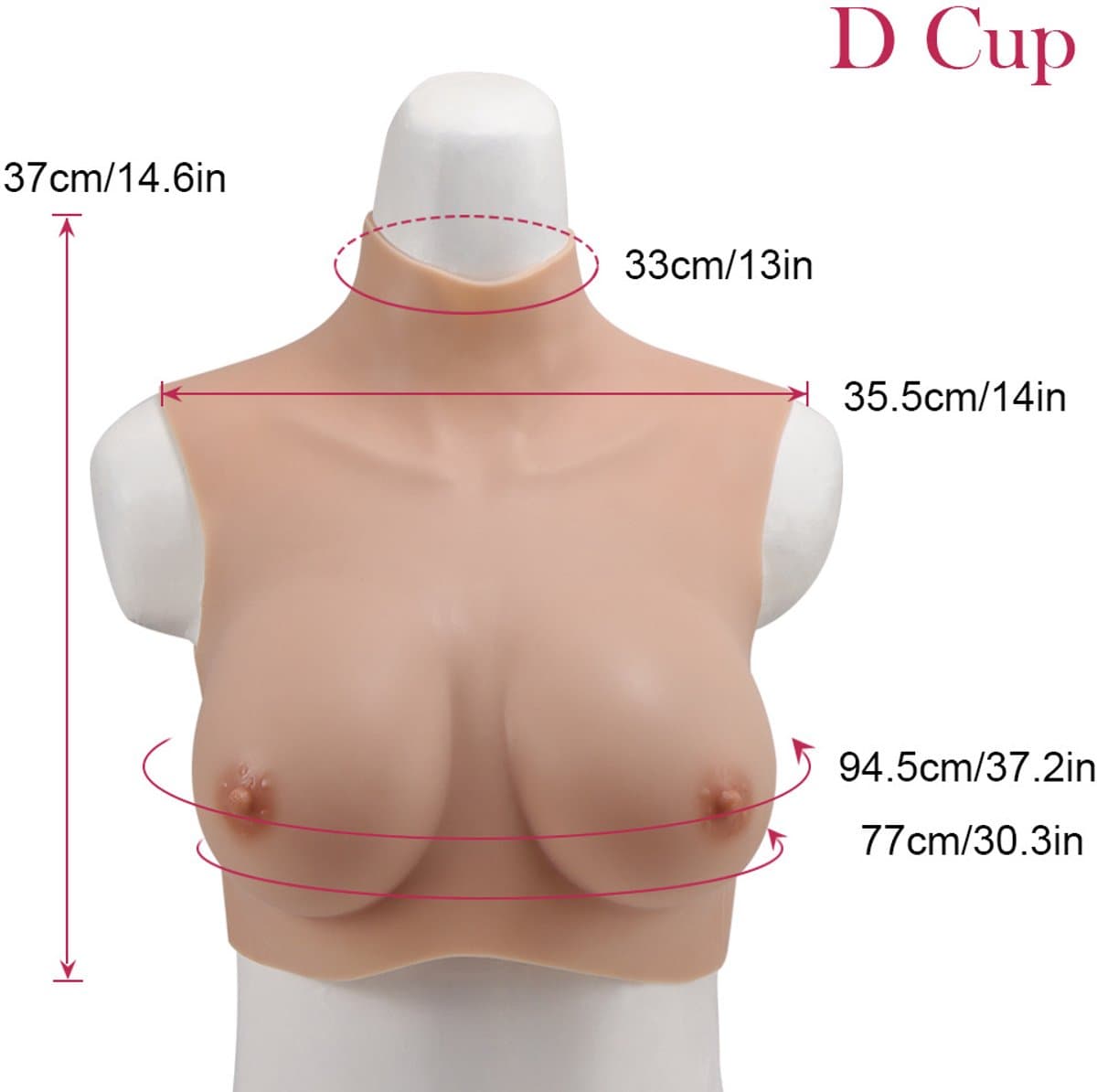 Siliconen borsten- D cup- Nep Borsten- 100% siliconen- 2500 gram -Crosdresser- Travestiet- Cosplay-Breastplate-Travestie- Natuurlijke look- — afbeelding 1