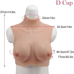 Siliconen borsten- D cup- Nep Borsten- 100% siliconen- 2500 gram -Crosdresser- Travestiet- Cosplay-Breastplate-Travestie- Natuurlijke look- — thumbnail 1