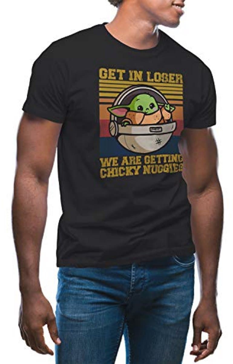 Vintage Get In Loser T-Shirt met Baby Yoda en Chicky Nuggies voor Heren — afbeelding 1