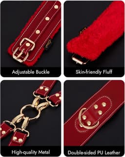 Oneay Sex Bondage BDSM-set met 6 onderdelen, inclusief verstelbare handboeien, enkelboeien, dijbeenboeien, blinddoek, kruisband en tailleband. Seksspeeltjes voor volwassenen, geschikt voor mannen, vrouwen en stellen. — thumbnail 6