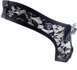 BamBella ® - Slip - maat Onesize S/M - zwart Sexy erotische heren onderbroek mannen kant stof strik — thumbnail 2
