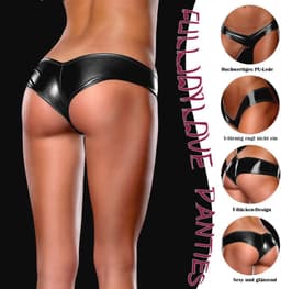 Dames Wetlook Strings Sexy PU-leer Micro Mini Bikini Slipjes Grote Maten Erotische Hipster Slips V-vormige String — thumbnail 3