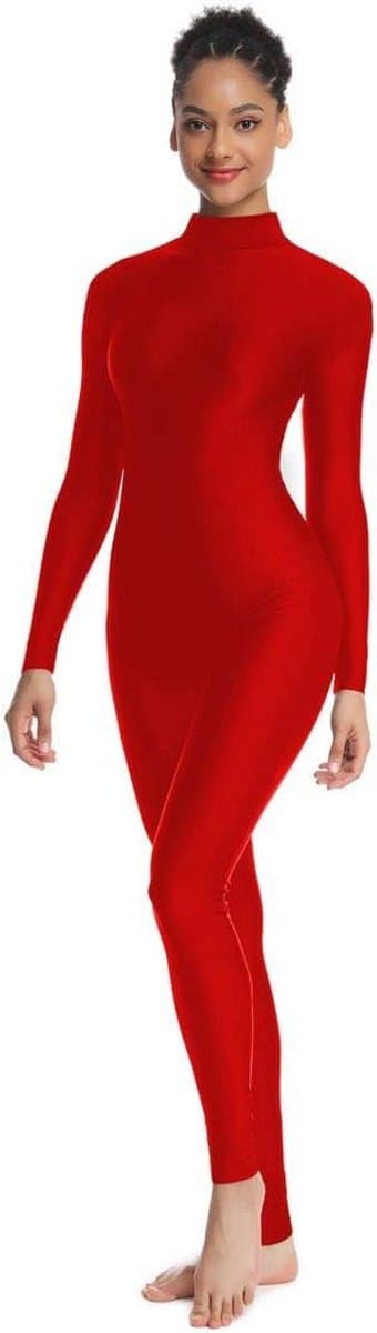 Unisex Full Body Catsuit Dames Turnpakje Hoge Hals Lange Mouwen Spandex — afbeelding 1