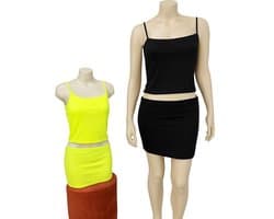 Dames 2-Delige Set – Crop Top en Mini Rok – Sexy Strakke Outfit - Neon Green
