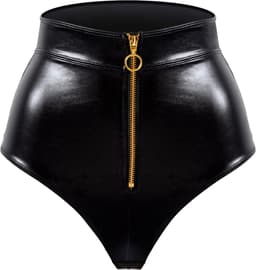 Korte Bustier met Pofmouwen van Imitatieleer voor Dames — thumbnail 1