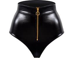 Korte Bustier met Pofmouwen van Imitatieleer voor Dames
