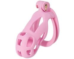 Hidden Desire - Kuisheidskooi - Penis Cage - P-Cage - Kunststof Kuisheidskooi - Chastity - Penis Kooi Roze - Kuisheidkooi met 4 Ringmaten - Penis Prison Cock Cage - Verkrijgbaar in 4 Lengtes - Male Chastity Cages - Maat M - 10 cm - Roze