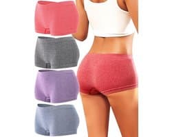 3/4 Stuks Boxershorts voor Dames - Hoge Taille Hipster Ondergoed Multipack S-XL