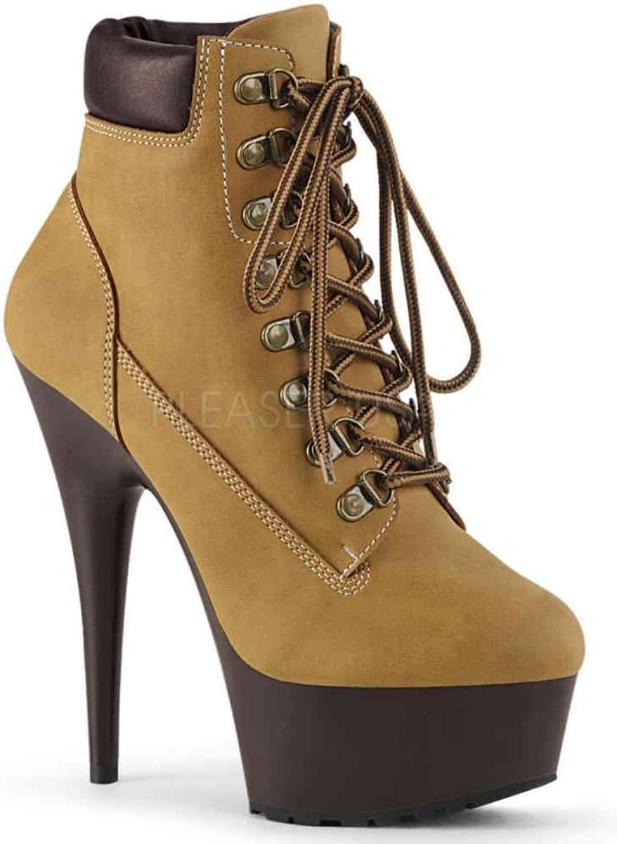 DELIGHT-600TL-02 - (EU 39 = US 9) - 6 Heel, 1 3/4 PF Lace-up Front Bootie, Side Zip — afbeelding 1