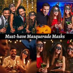 Halloween masker - Zwart - Venetiaans kant oogmasker - Comfortabel en verstelbaar - Voor dames feest en verkleedpartijen — thumbnail 5