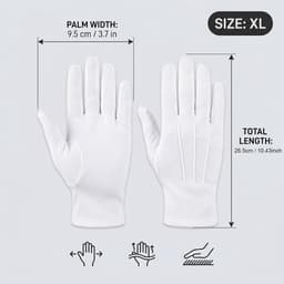 Handschoenen, XL, ceremoniehandschoenen van polyester, voor formele smoking, sieradeninspectie, tovenaarskostuum en militaire parade, comfortabel en rekbaar — thumbnail 2