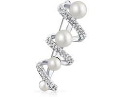 Elegante Bruids Vakantie Marquise CZ Ronde Kristal Wit Gesimuleerde Parel Krans Cirkel Sjaal Broche Pin Voor Vrouwen Bruiloft Goud Verzilverd