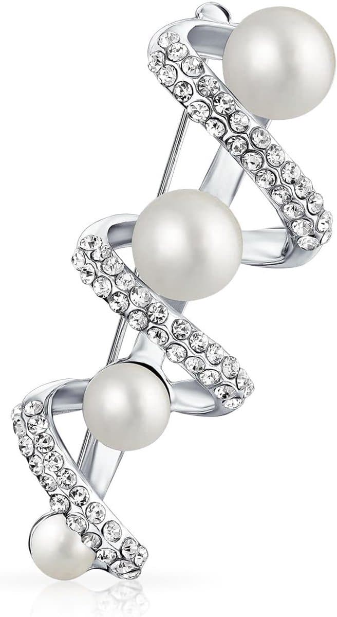 Elegante Bruids Vakantie Marquise CZ Ronde Kristal Wit Gesimuleerde Parel Krans Cirkel Sjaal Broche Pin Voor Vrouwen Bruiloft Goud Verzilverd — afbeelding 1