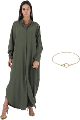 Islamitische jurken voor vrouwen, jilbab voor dames, Arabische jurk voor Turkse vrouwen, bescheiden kleding voor moslimvrouwen, lange jurk voor dames, elegant — thumbnail 1