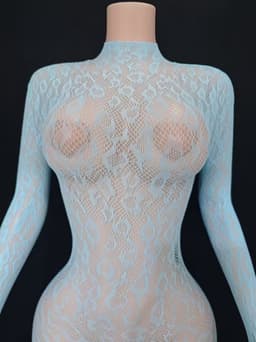 Witte dames bodystocking met panterprint en open rug – One Size — thumbnail 4