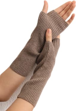 Kasjmier polswarmers armwarmers vingerloze ribgebreide handschoenen — thumbnail 1