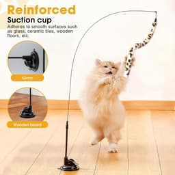 Kattenhengel met veren en zuignap, interactief kattenspeelgoed en kattenspeelgoed, zelfbezigheid — thumbnail 4