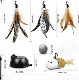 12 stuks kattenspeelgoedset, interactief kattenspeelgoed met kattenhengel en zuignappen, intrekbare veerstangen met reserveveren en muisdesign als intelligent veerspeelgoed — thumbnail 4