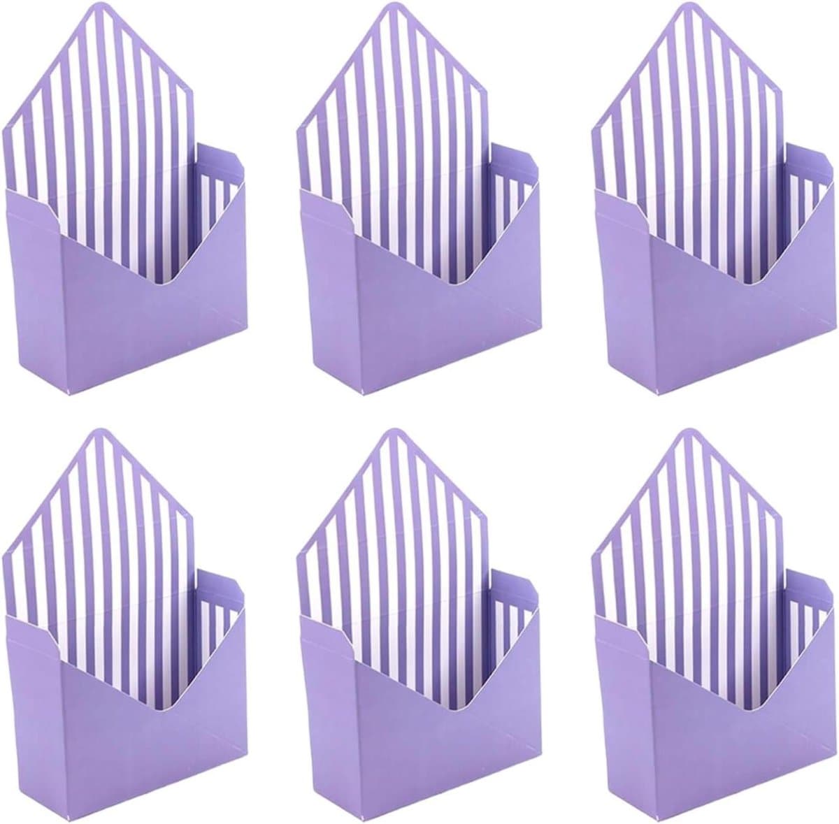 Geschenkdoos Set - Decoratieve Box - Cadeau Presentatie - Romantisch Design - 6 Delig - Paarse Strepen — afbeelding 1