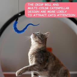 Speelhengel met veren, kattenstok, kattenspel met veren, interactief speelgoed, 2 grappige intrekbare kattenstokjes en 9 reserveveren teaser met bel, 11 stuks — thumbnail 4
